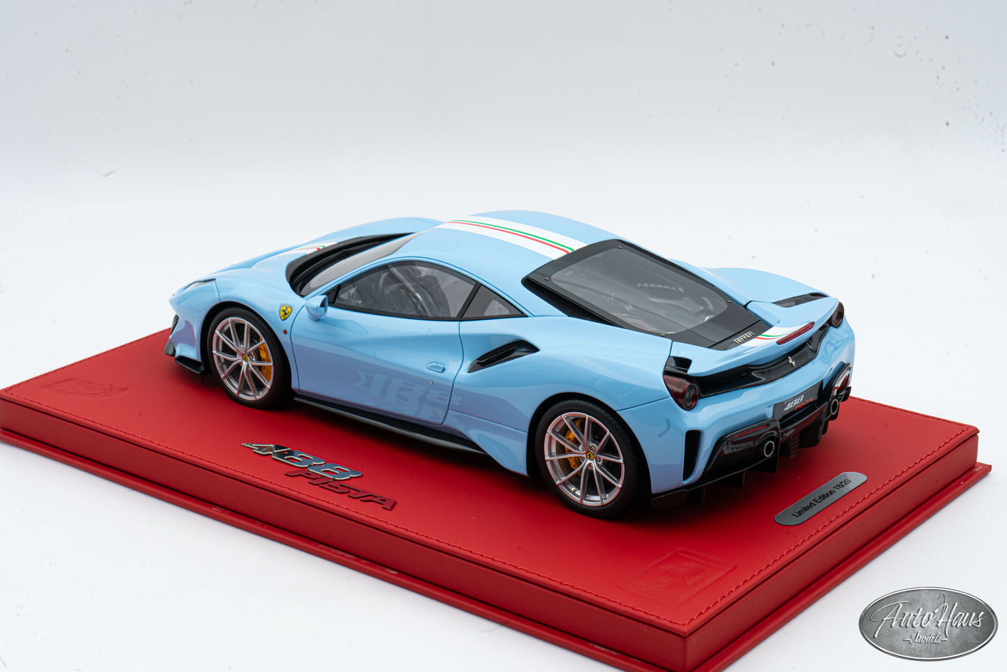 1/18 BBR Ferrari 488 Pista Azzuro La Plata Blue with Italian Flag