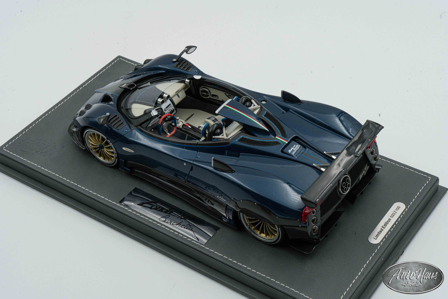 1/18 BBR Pagani Zonda Barchetta AMG Blue Carbon