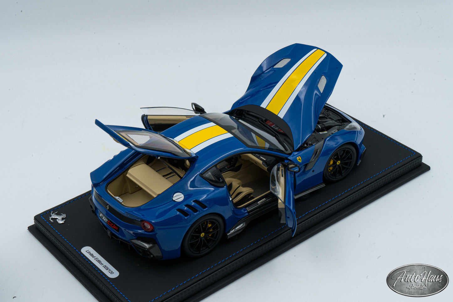 1/18 BBR Ferrari F12 TDF Azzurro Dino Blue with Yellow