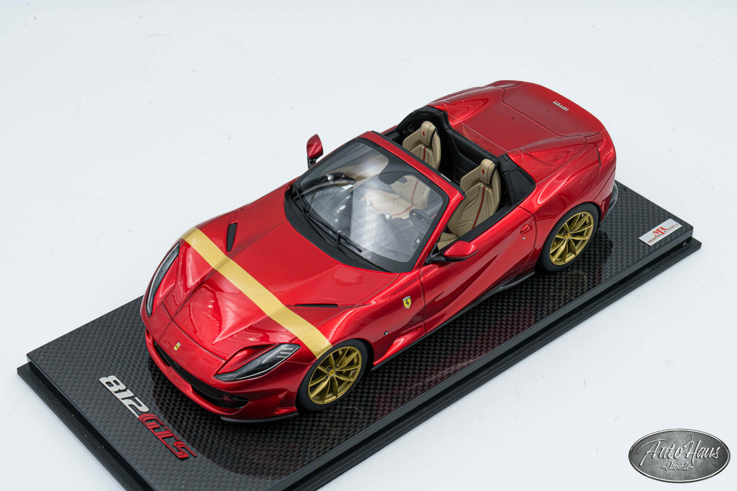 1/18 MR Collection Ferrari 812 GTS Rosso Fuoco Red with Gold Stripe