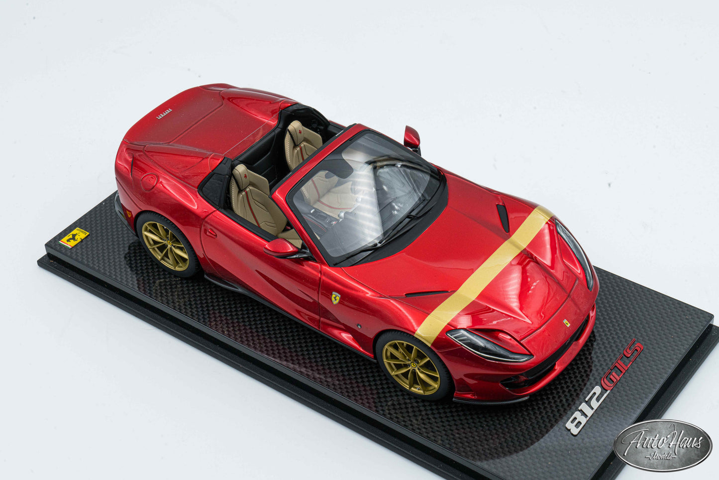 1/18 MR Collection Ferrari 812 GTS Rosso Fuoco Red with Gold Stripe