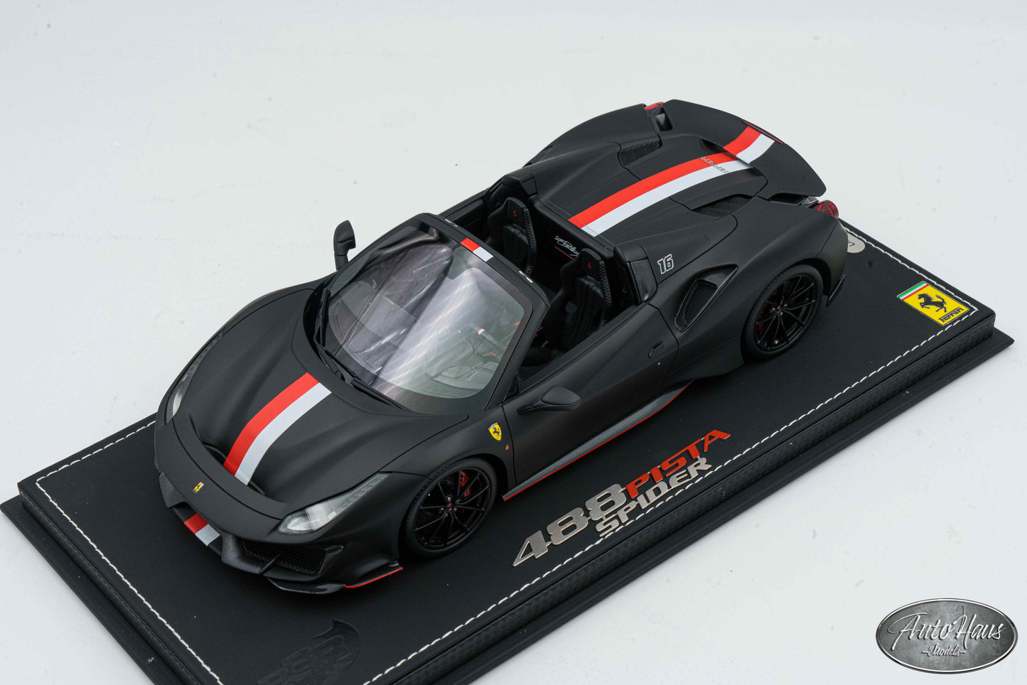 1/18 BBR Ferrari 488 Pista Spider Matt Black Chales Leclerc