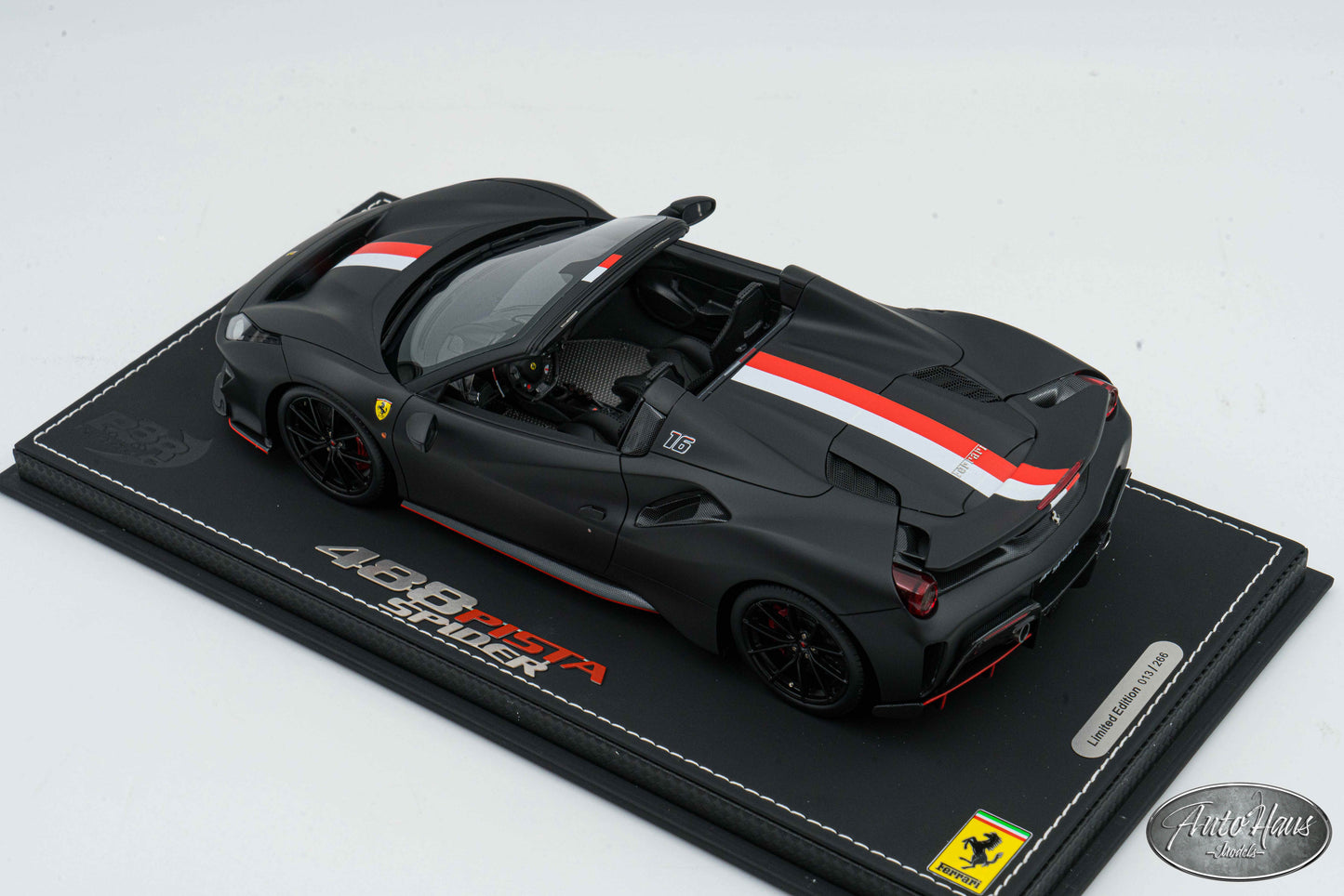 1/18 BBR Ferrari 488 Pista Spider Matt Black Chales Leclerc